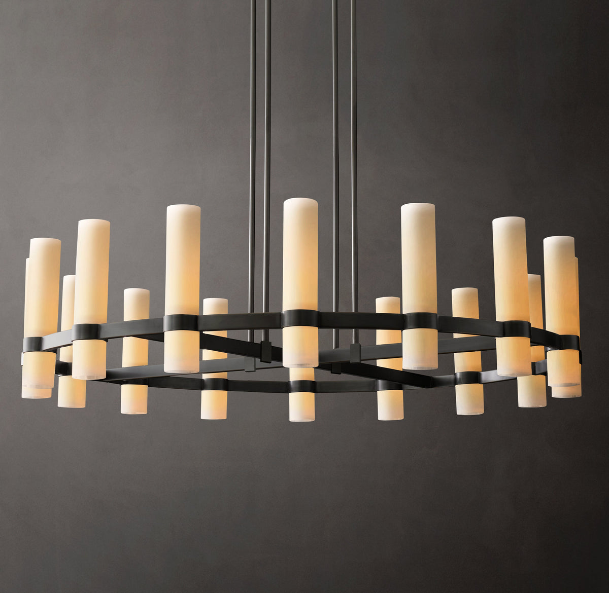 Artisan Ravelle Round Milk Glass Chandelier – 48" — view 1