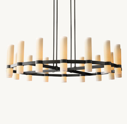 Artisan Ravelle Round Milk Glass Chandelier – 48" — view 2