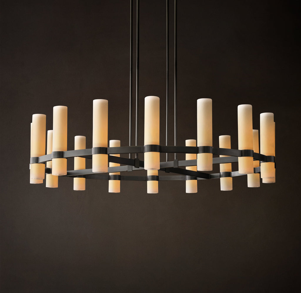Artisan Ravelle Round Milk Glass Chandelier – 48" — view 6