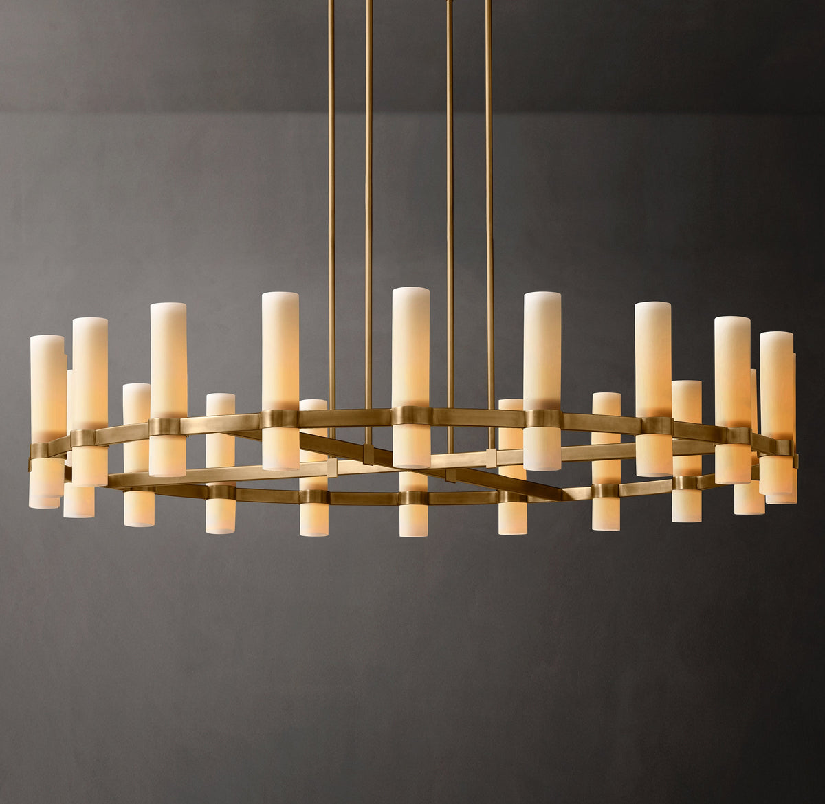 Artisan Ravelle Round Milk Glass Chandelier – 60" — view 1