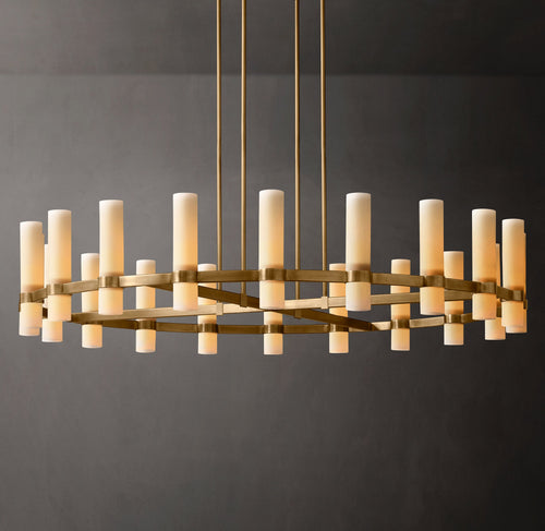 Artisan Ravelle Round Milk Glass Chandelier – 60" — view 1
