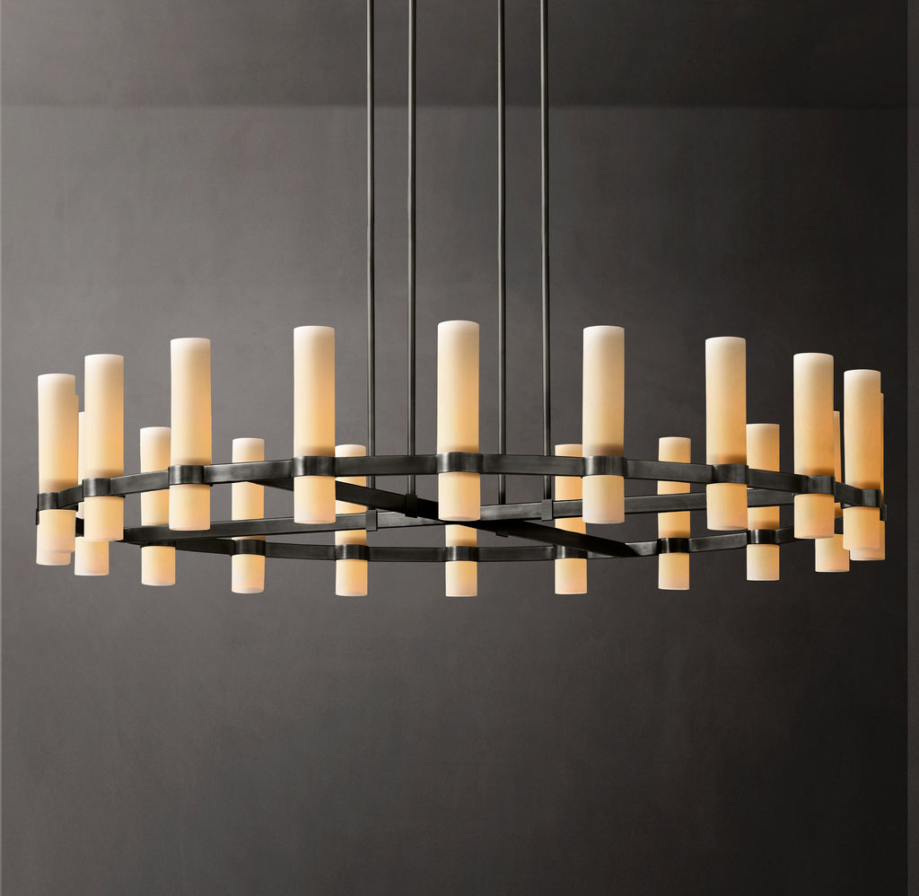 Artisan Ravelle Round Milk Glass Chandelier – 60" — view 1