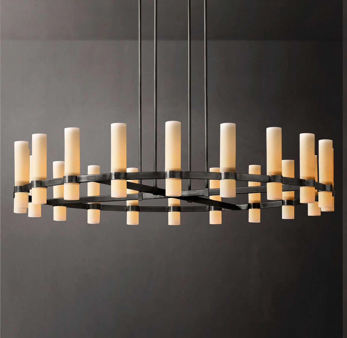 Artisan Ravelle Round Milk Glass Chandelier – 60" — view 1