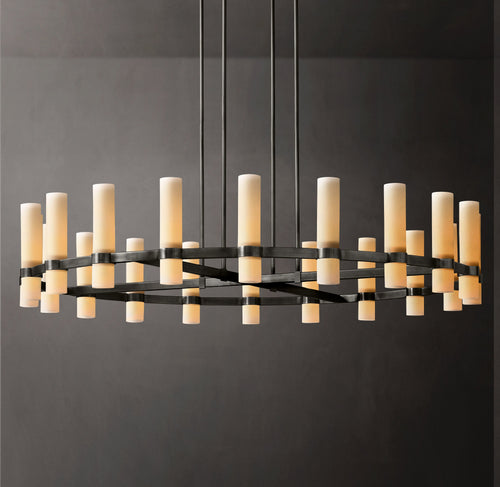 Artisan Ravelle Round Milk Glass Chandelier – 60" — view 1