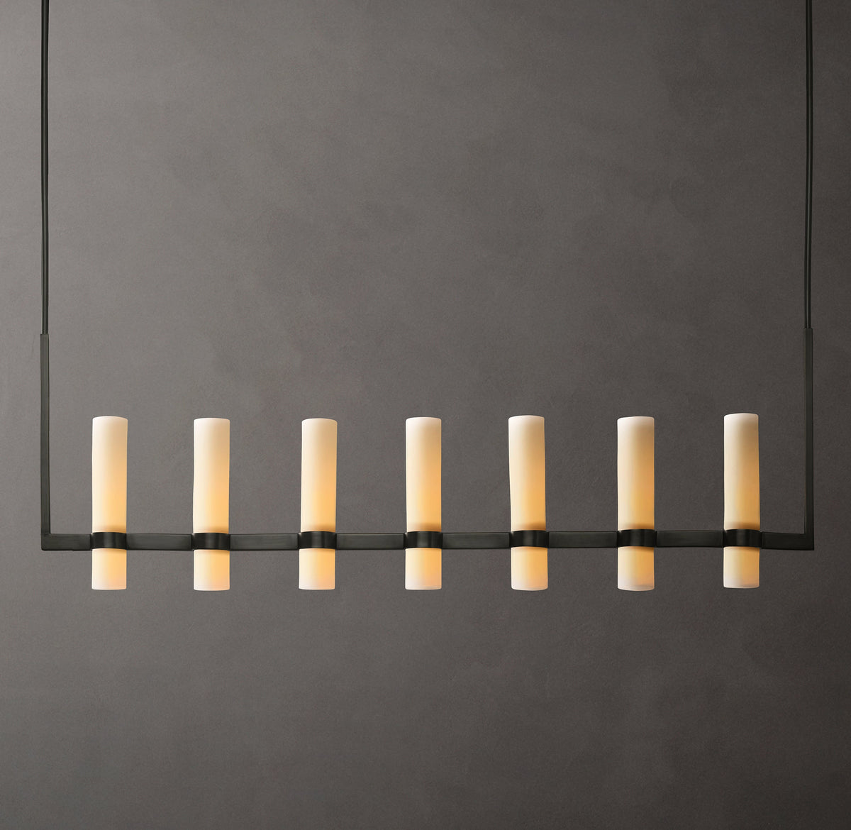 Artisan Ravelle Linear Milk Glass Chandelier – 54" — view 1