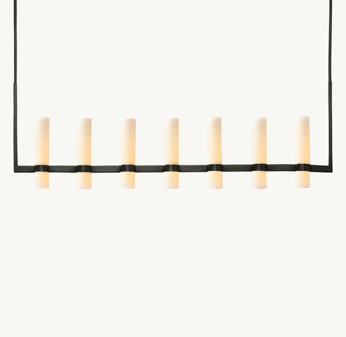 Artisan Ravelle Linear Milk Glass Chandelier – 54" — view 2