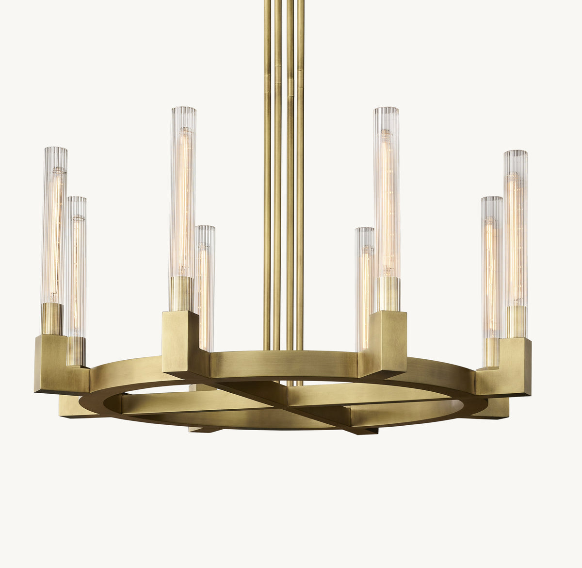 Heritage Cannele Round Chandelier – 36" Lacquered Burnished Brass — view 1