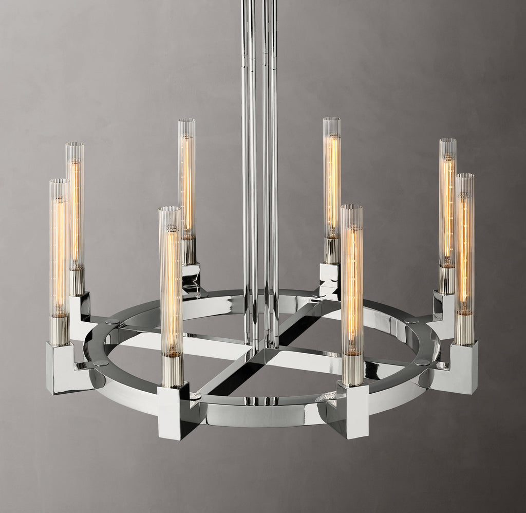 Heritage Cannele Round Chandelier – 36" Polished Nickel — view 2