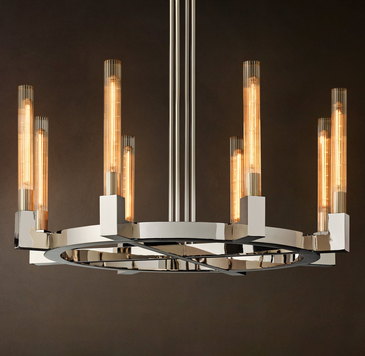 Heritage Cannele Round Chandelier – 36" Polished Nickel — view 4
