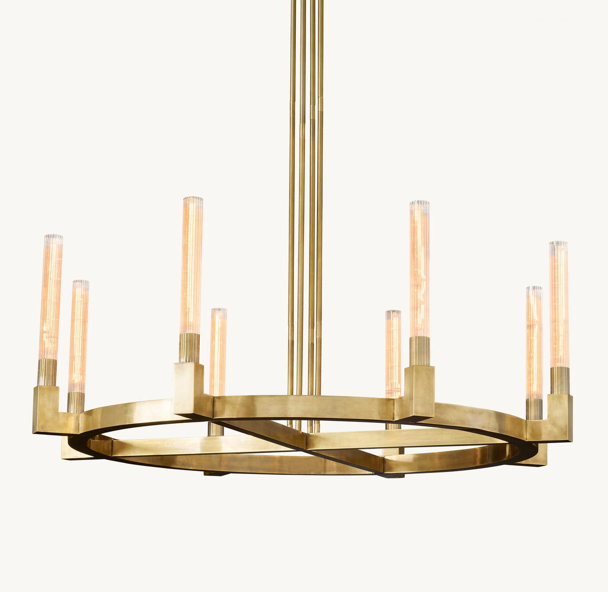 Heritage Cannele Round Chandelier – 48" Lacquered Burnished Brass — view 1