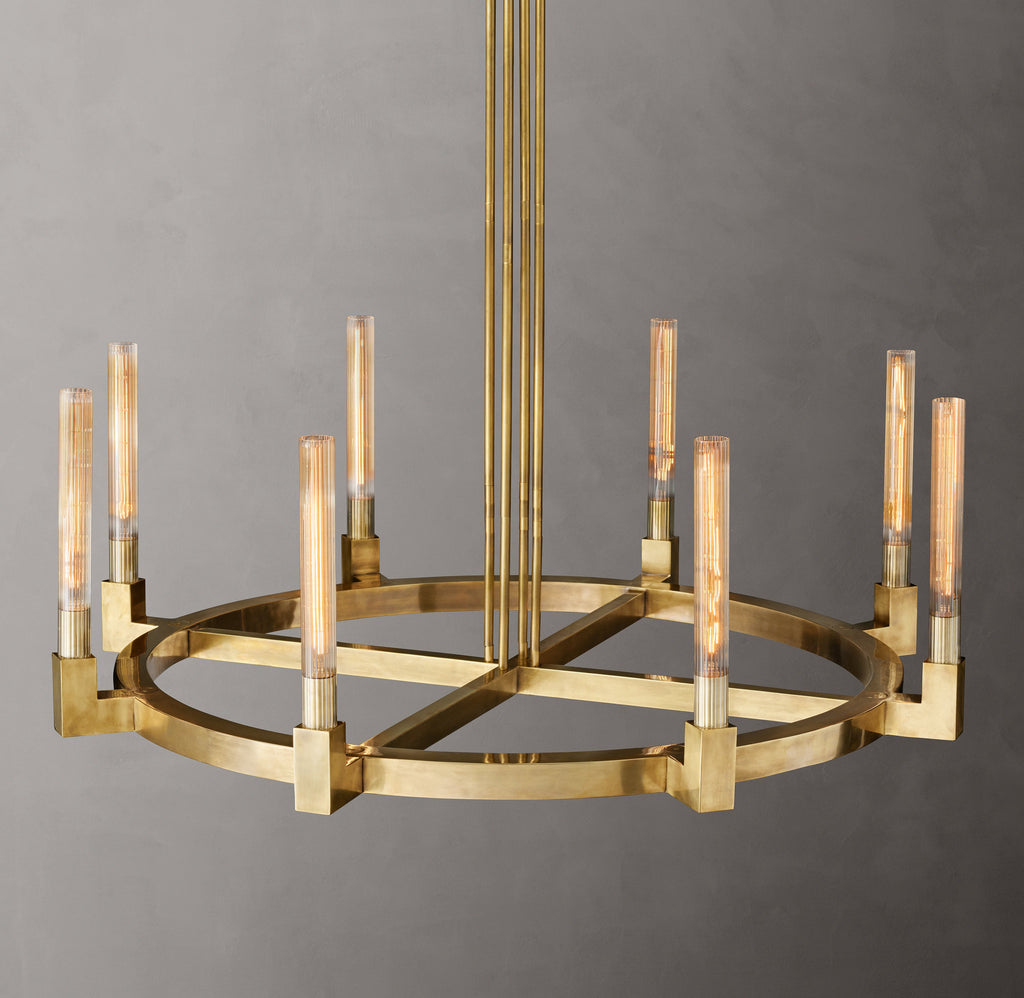 Heritage Cannele Round Chandelier – 48" Lacquered Burnished Brass — view 2