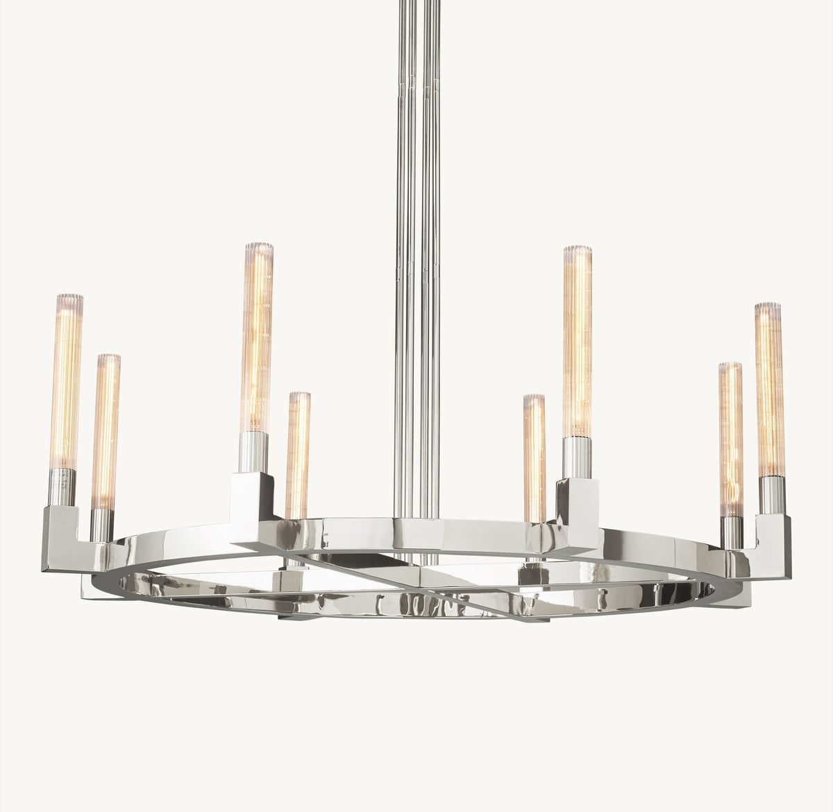 Heritage Cannele Round Chandelier – 48" Polished Nickel — view 2