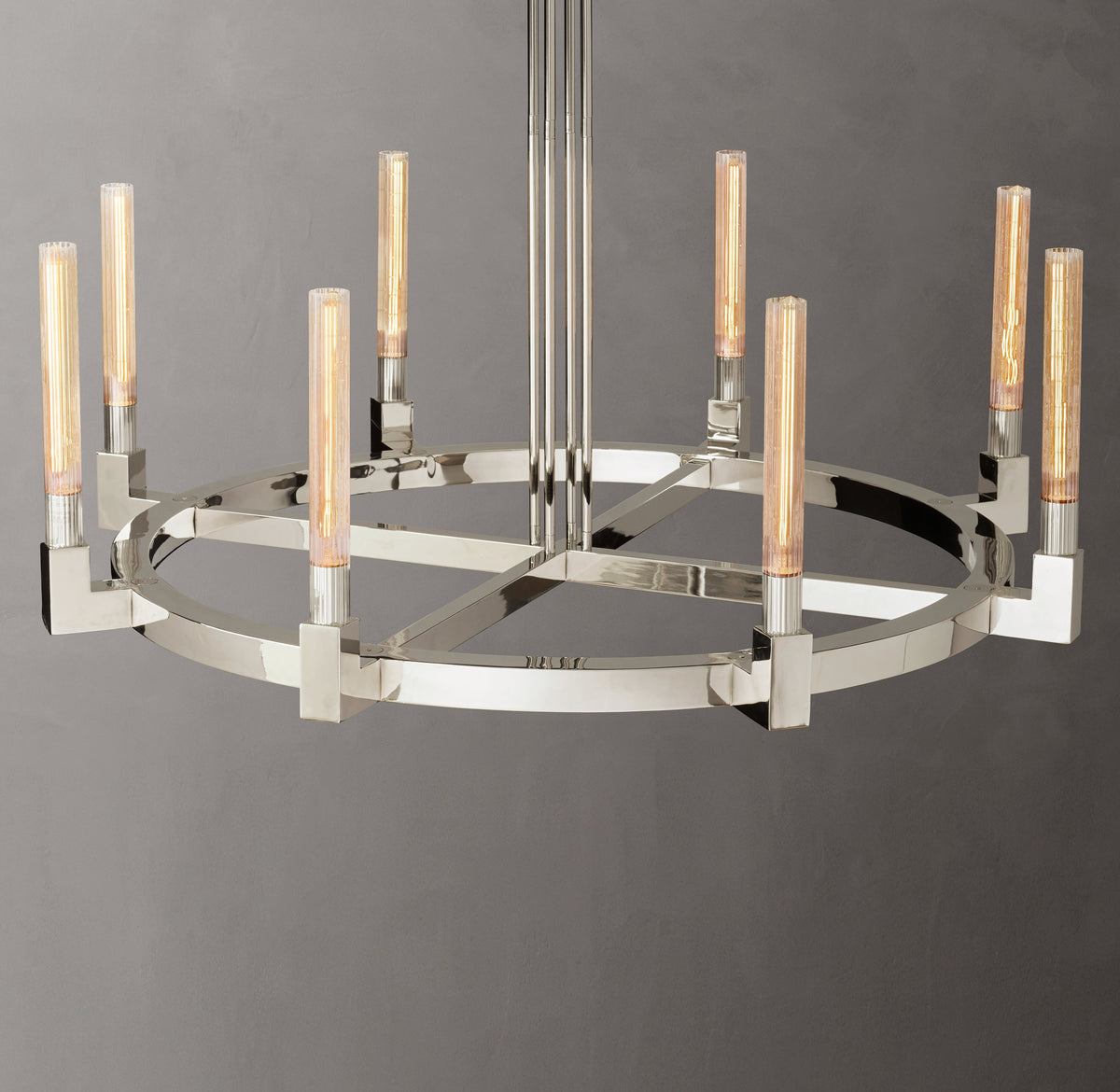 Heritage Cannele Round Chandelier – 48" Polished Nickel — view 3