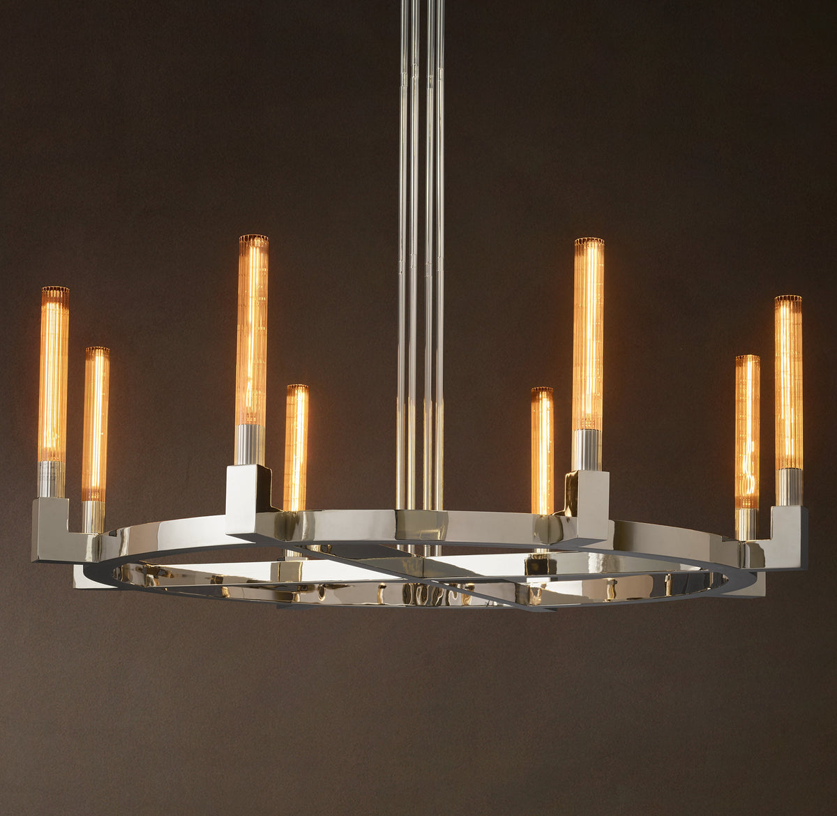 Heritage Cannele Round Chandelier – 48" Polished Nickel — view 4