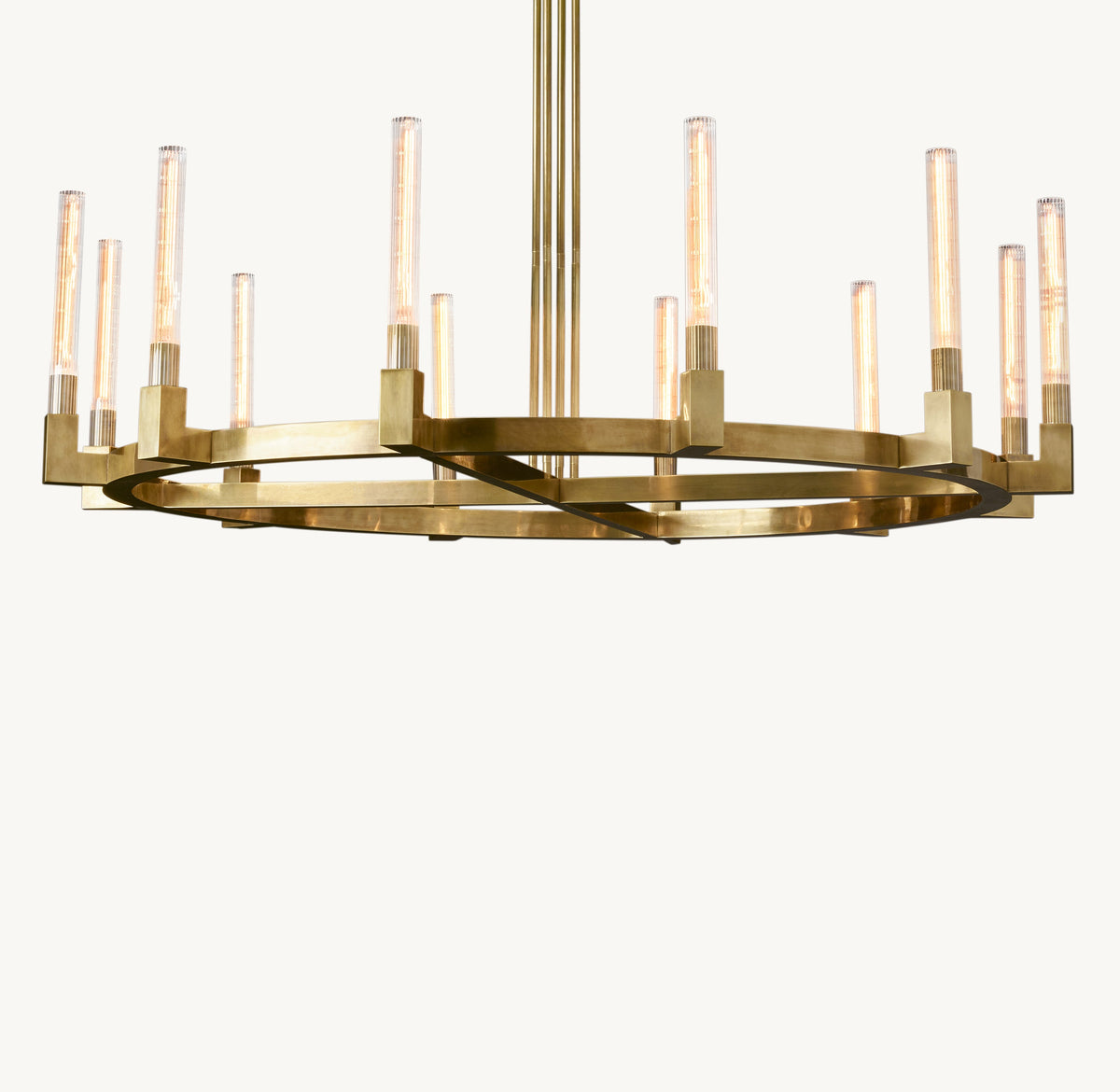 Heritage Cannele Round Chandelier – 60" Lacquered Burnished Brass — view 1