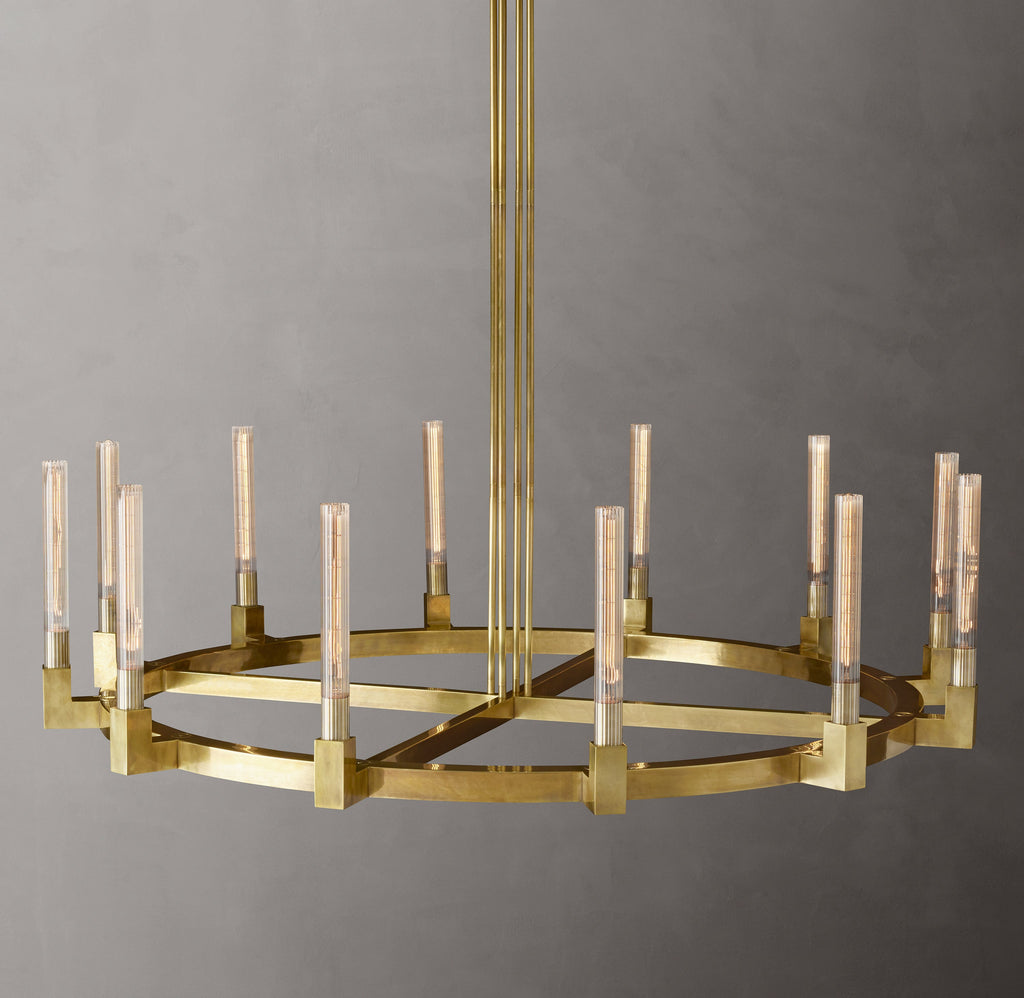 Heritage Cannele Round Chandelier – 60" Lacquered Burnished Brass — view 2