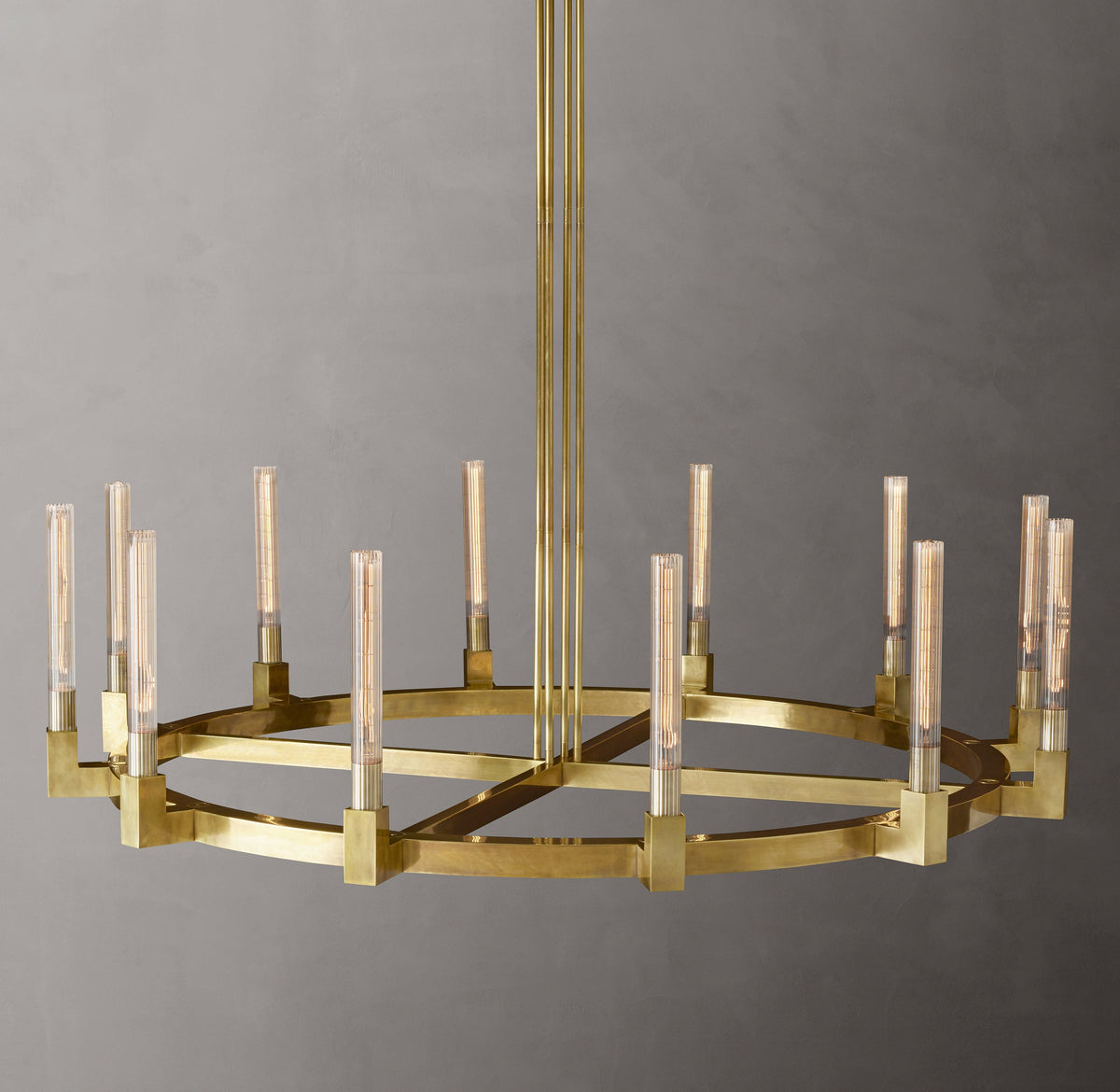 Heritage Cannele Round Chandelier – 60" Lacquered Burnished Brass — view 2