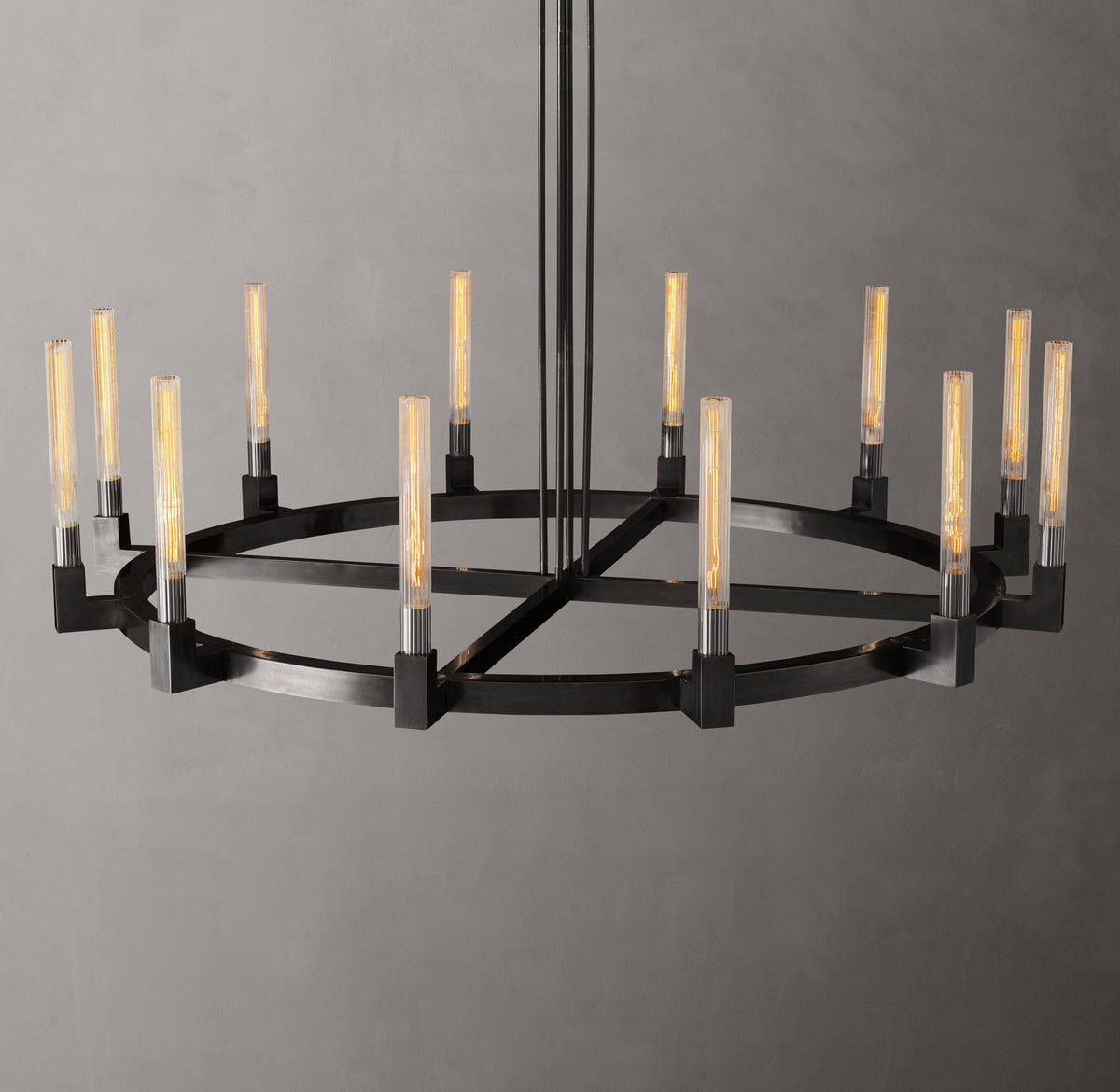 Heritage Cannele Round Chandelier – 60" Bronze — view 2