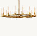 Heritage Cannele Round Chandelier – 72" Lacquered Burnished Brass — view 1