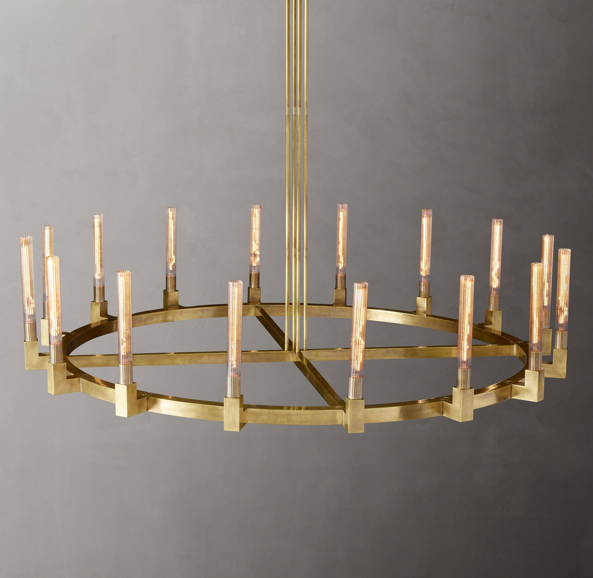 Heritage Cannele Round Chandelier – 72" Lacquered Burnished Brass — view 2