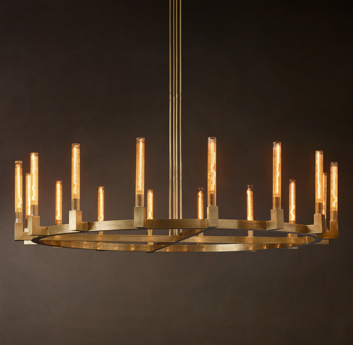 Heritage Cannele Round Chandelier – 72" Lacquered Burnished Brass — view 3