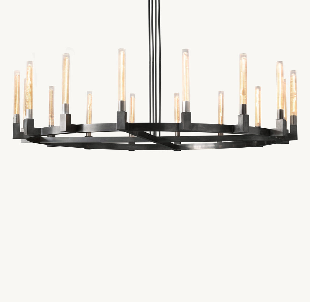 Heritage Cannele Round Chandelier – 72" Bronze — view 1