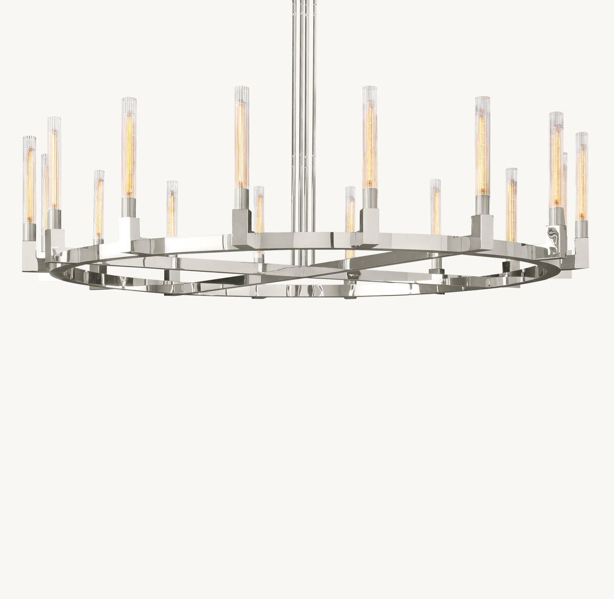 Heritage Cannele Round Chandelier – 72" Polished Nickel — view 1