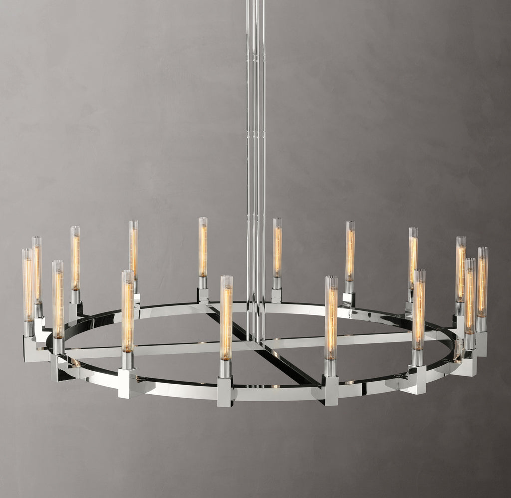 Heritage Cannele Round Chandelier – 72" Polished Nickel — view 2