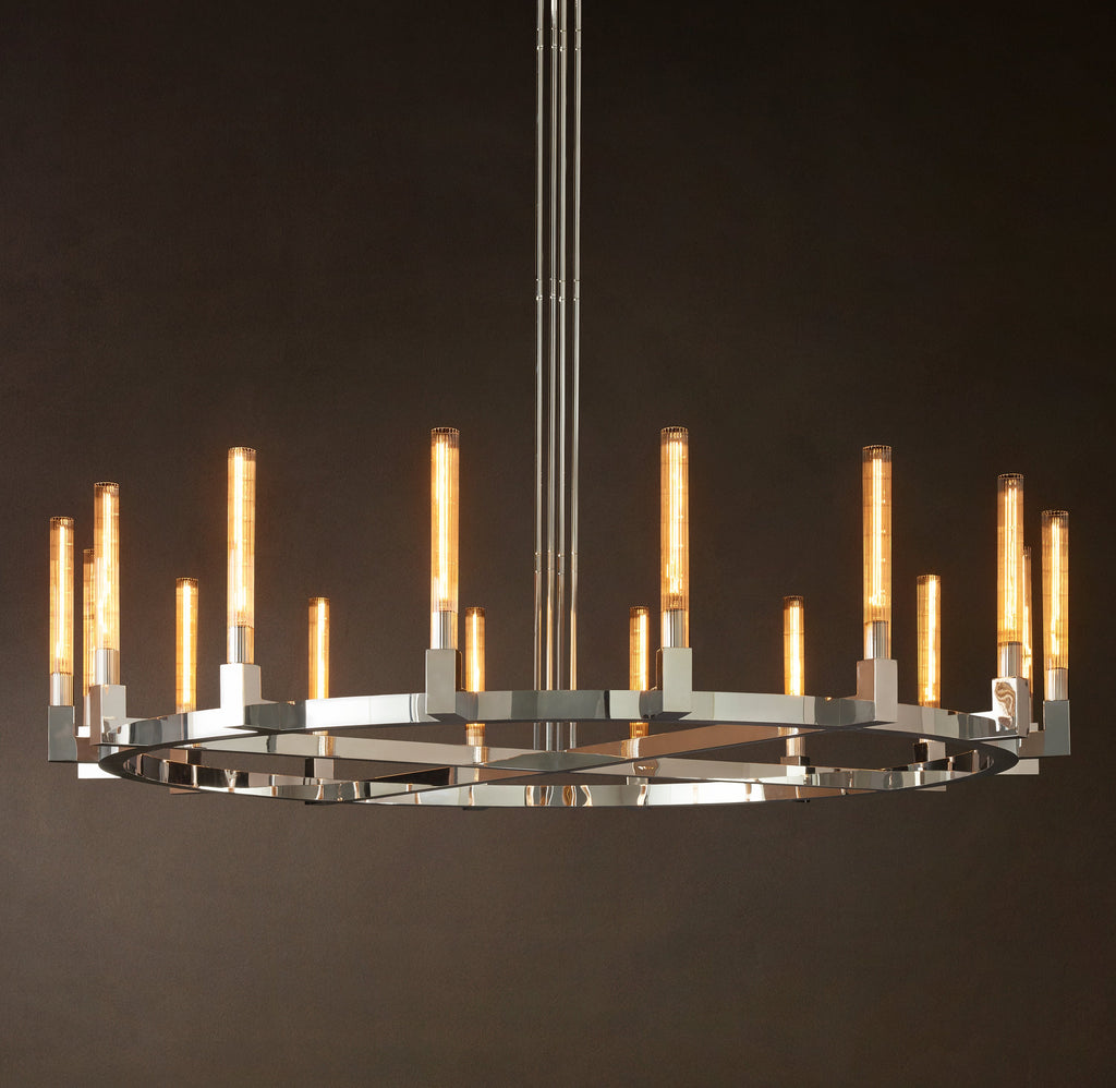 Heritage Cannele Round Chandelier – 72" Polished Nickel — view 3