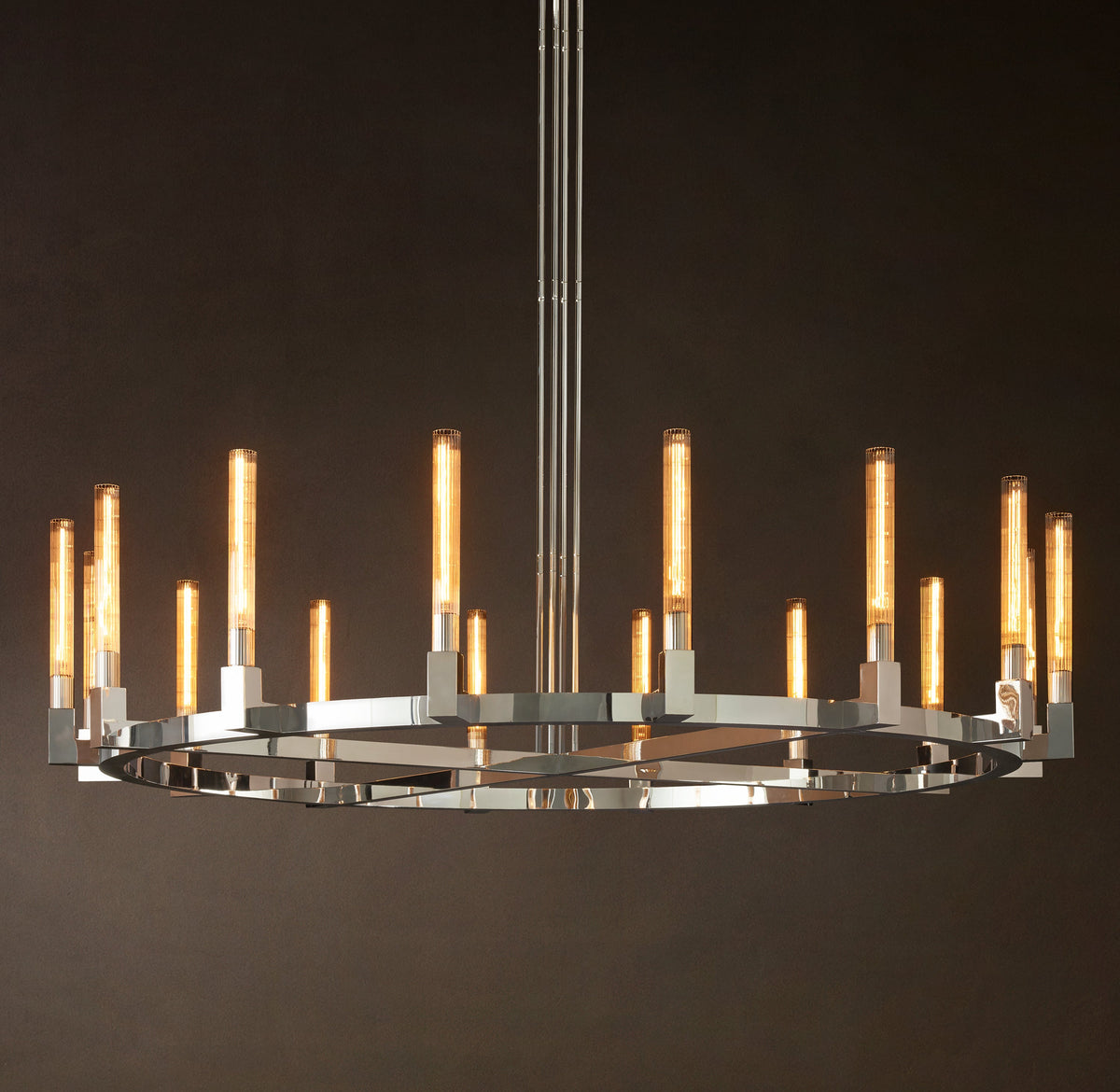 Heritage Cannele Round Chandelier – 72" Polished Nickel — view 3