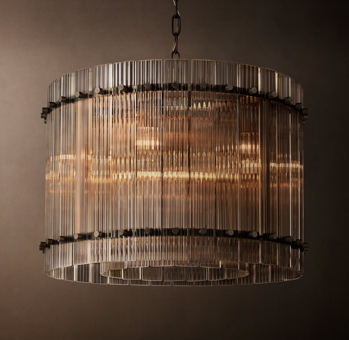 Sculptural San Marco Glass Round Chandelier – 22" Bronze — view 2