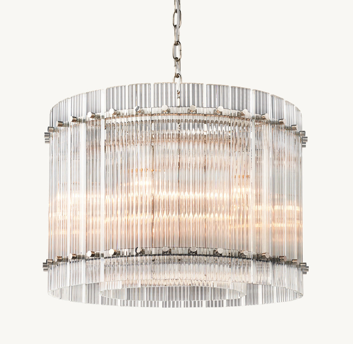 Sculptural San Marco Glass Round Chandelier – 22" Polished Nickel — view 1