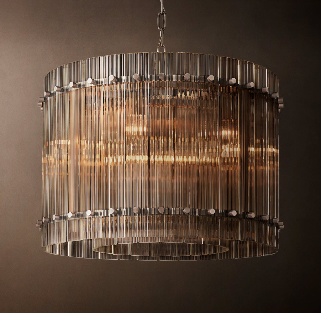 Sculptural San Marco Glass Round Chandelier – 22" Polished Nickel — view 2