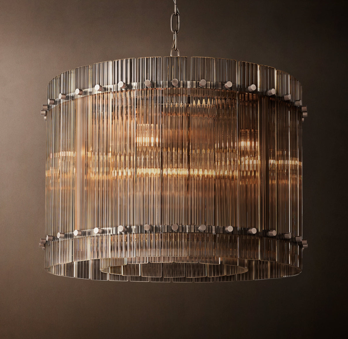 Sculptural San Marco Glass Round Chandelier – 22" Polished Nickel — view 2