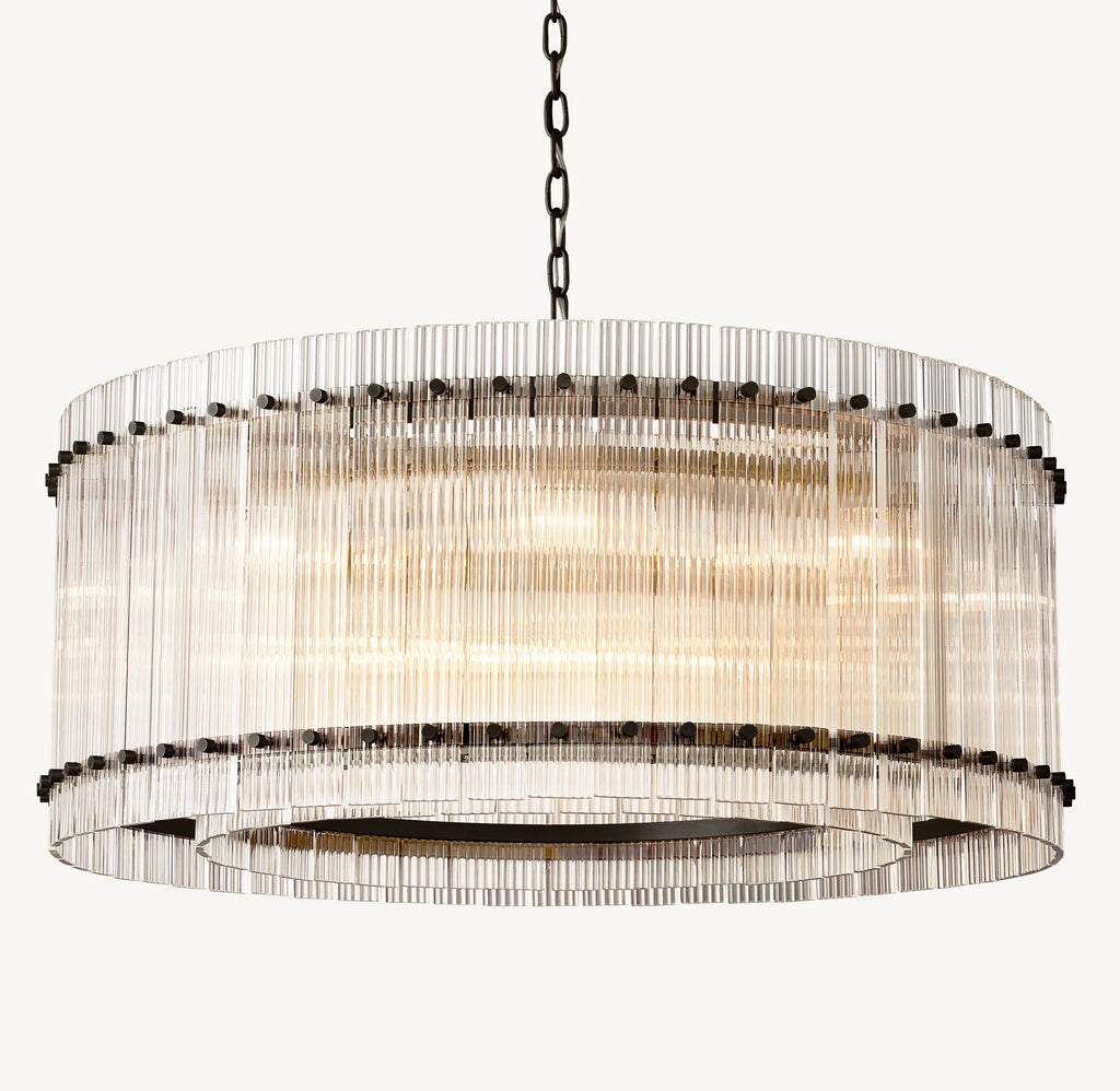 Sculptural San Marco Glass Round Chandelier – 37" Bronze — view 1