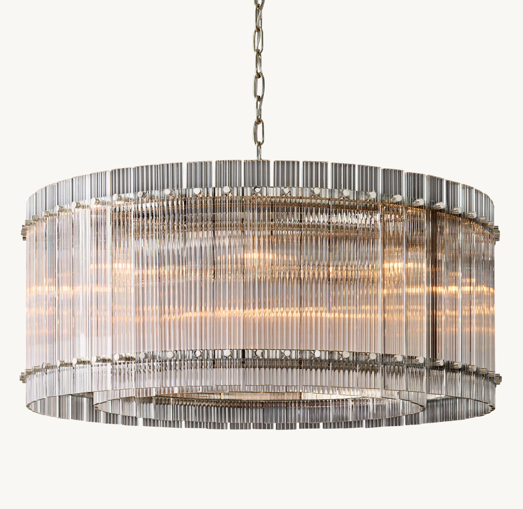 Sculptural San Marco Glass Round Chandelier – 37" Polished Nickel — view 1