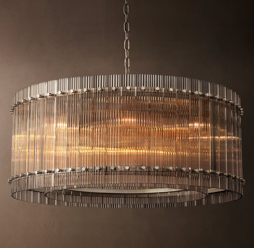 Sculptural San Marco Glass Round Chandelier – 37" Polished Nickel — view 2