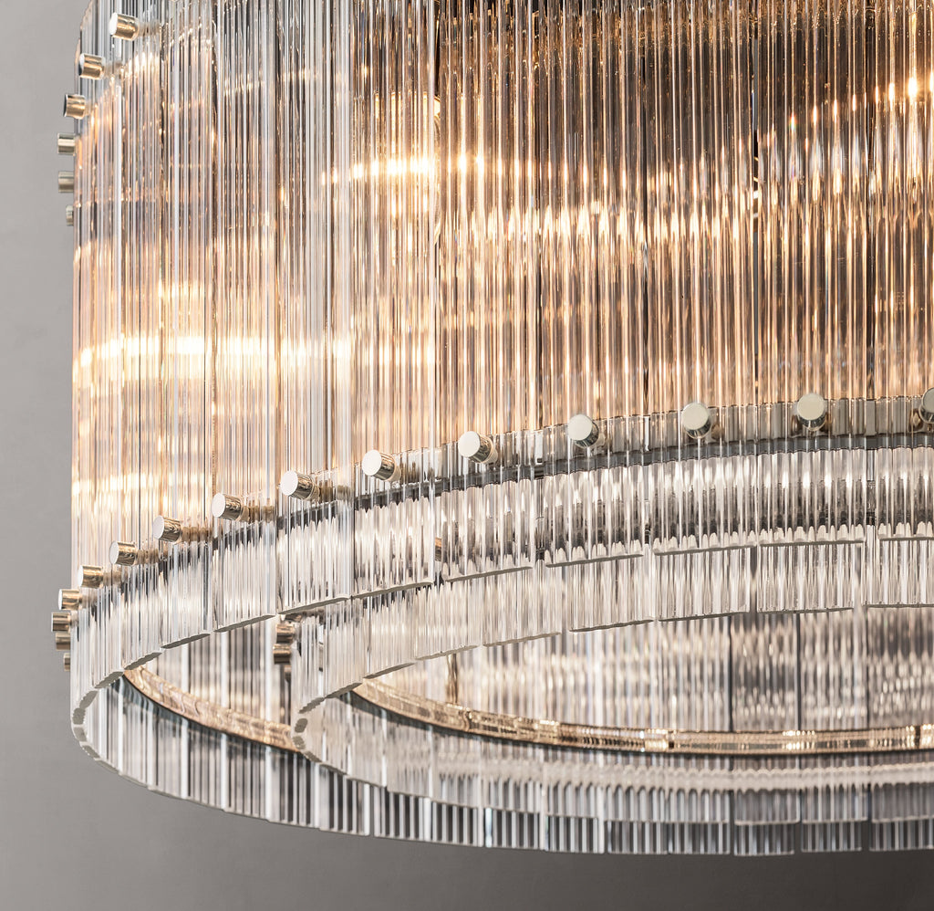 Sculptural San Marco Glass Round Chandelier – 37" Polished Nickel — view 3