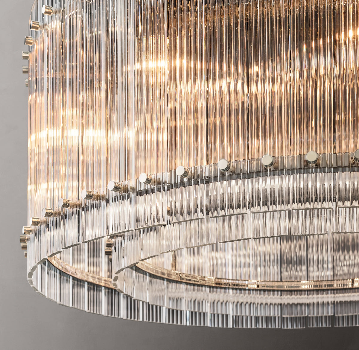Sculptural San Marco Glass Round Chandelier – 37" Polished Nickel — view 3