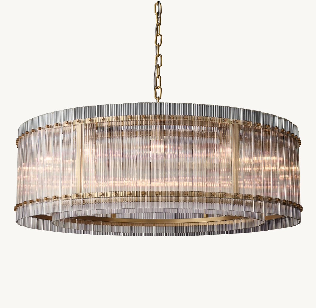 Sculptural San Marco Glass Round Chandelier – 48" Antiqued Brass — view 1