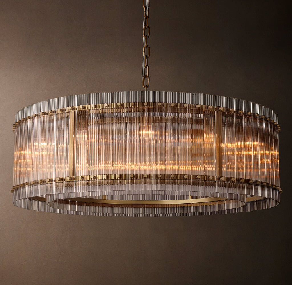 Sculptural San Marco Glass Round Chandelier – 48" Antiqued Brass — view 2