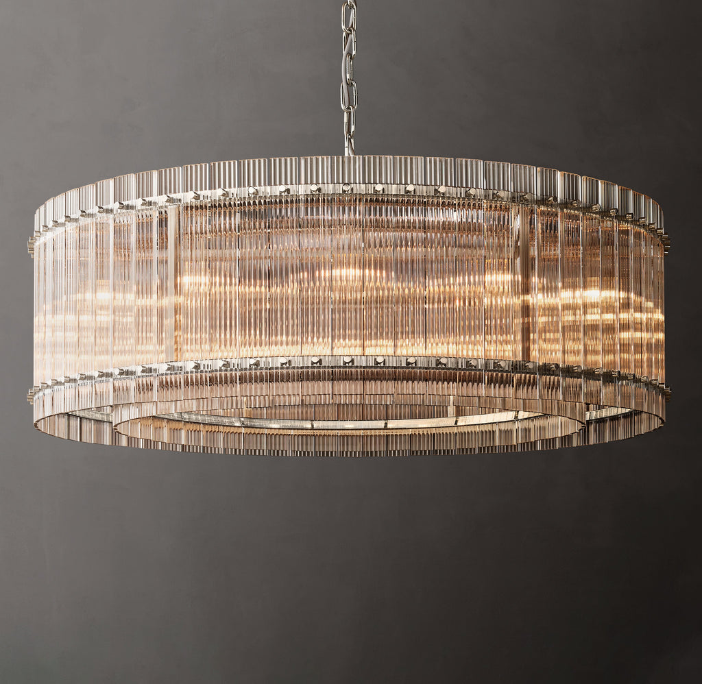 Sculptural San Marco Glass Round Chandelier – 48" Polished Nickel — view 1