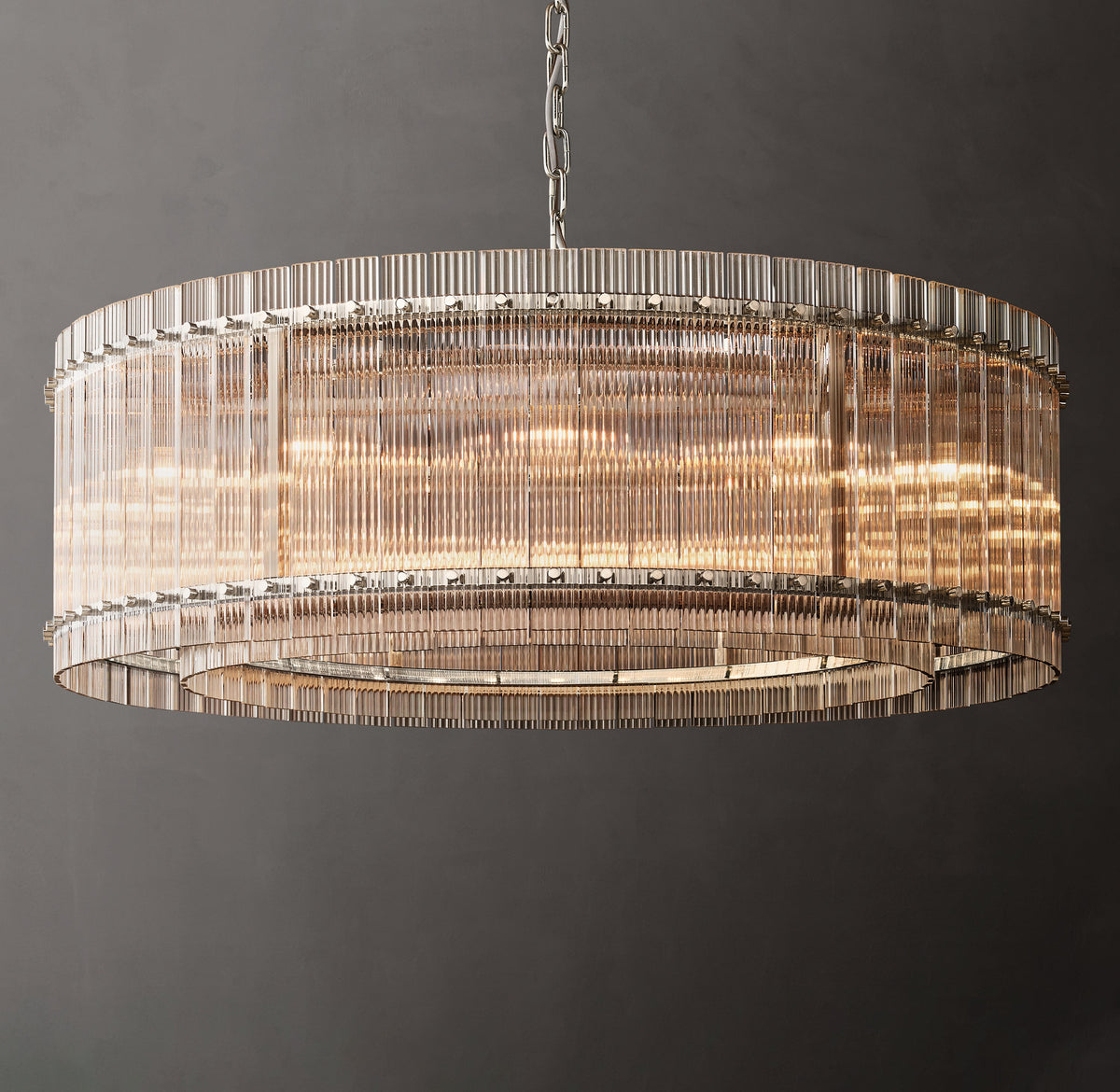 Sculptural San Marco Glass Round Chandelier – 48" Polished Nickel — view 1
