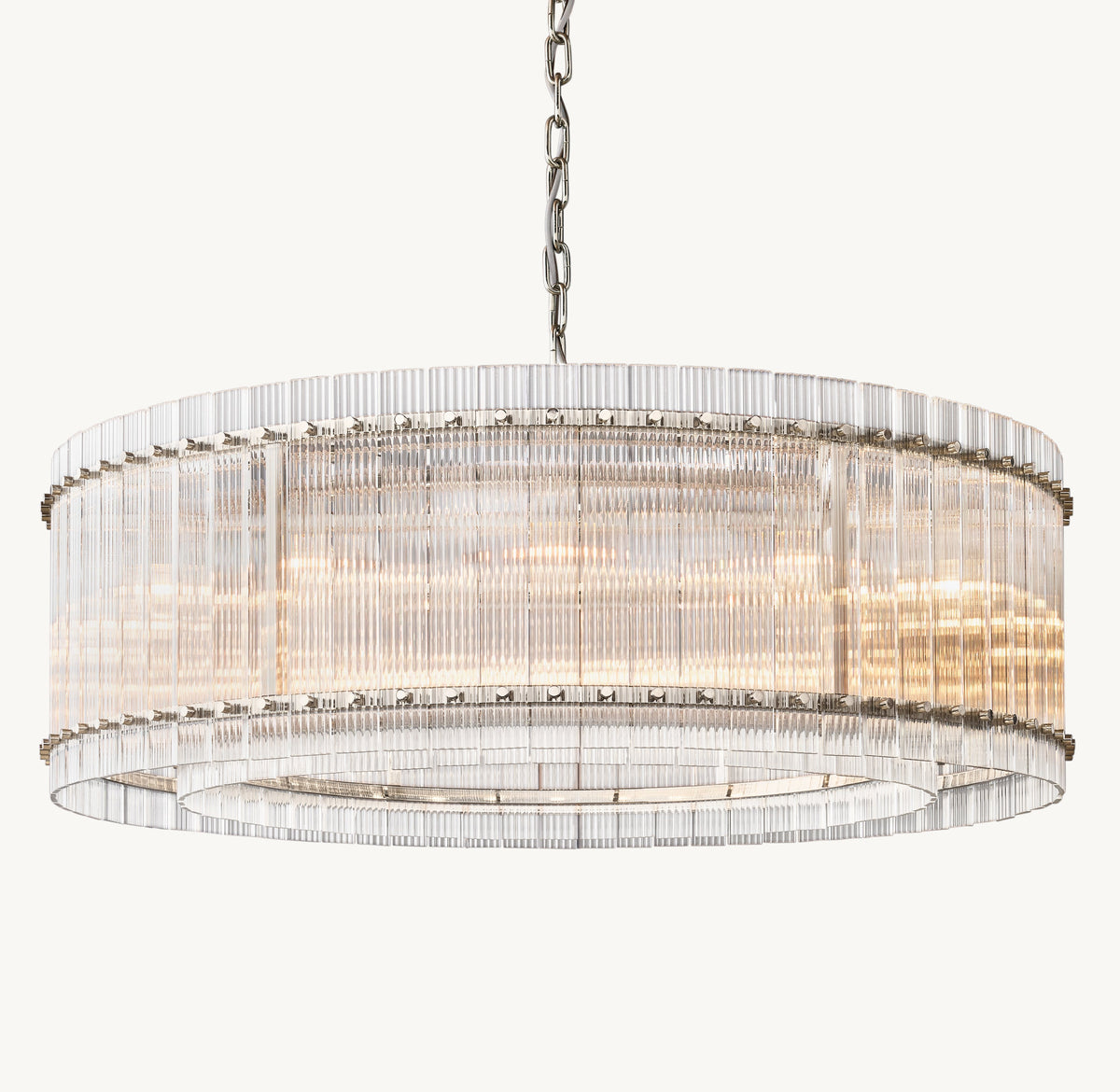 Sculptural San Marco Glass Round Chandelier – 48" Polished Nickel — view 2