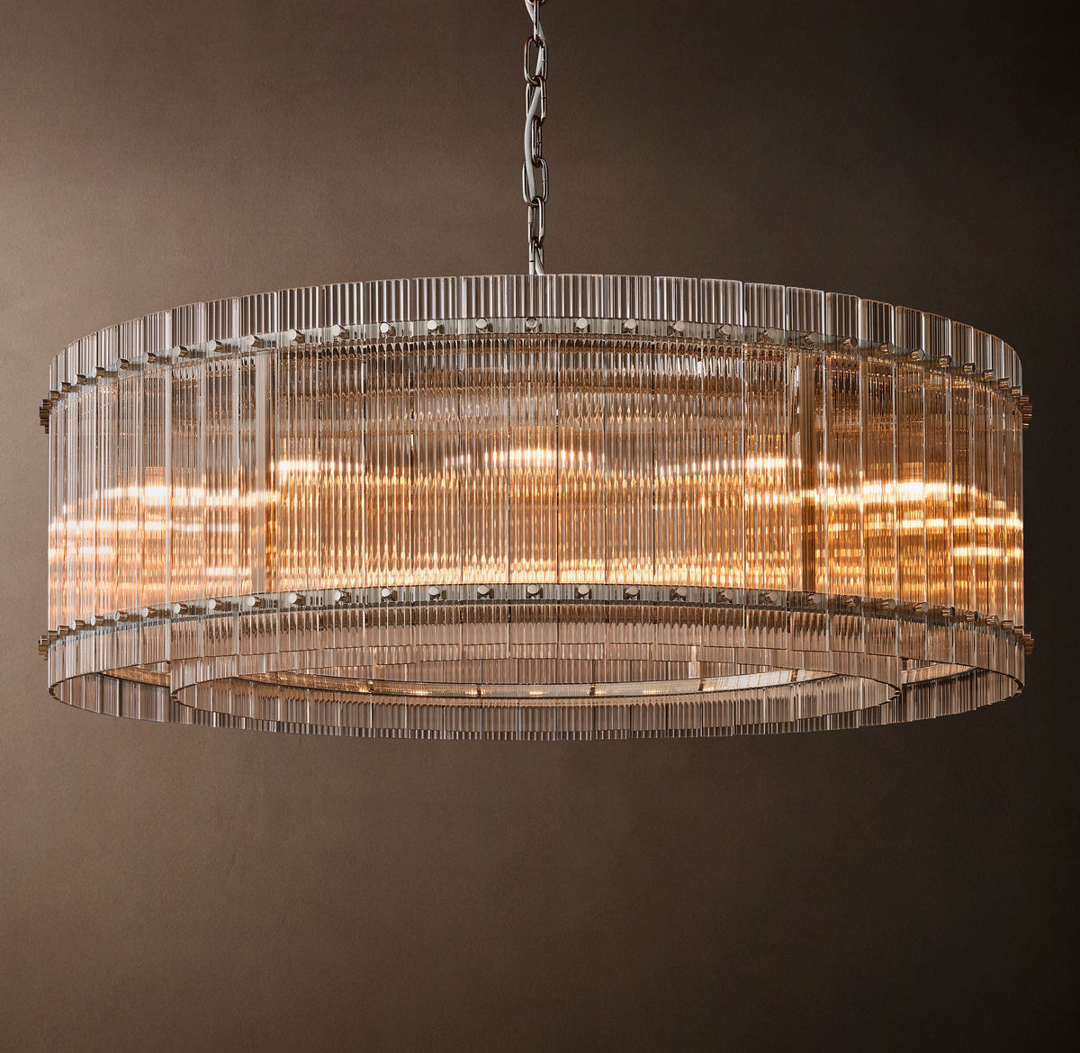 Sculptural San Marco Glass Round Chandelier – 48" Polished Nickel — view 3