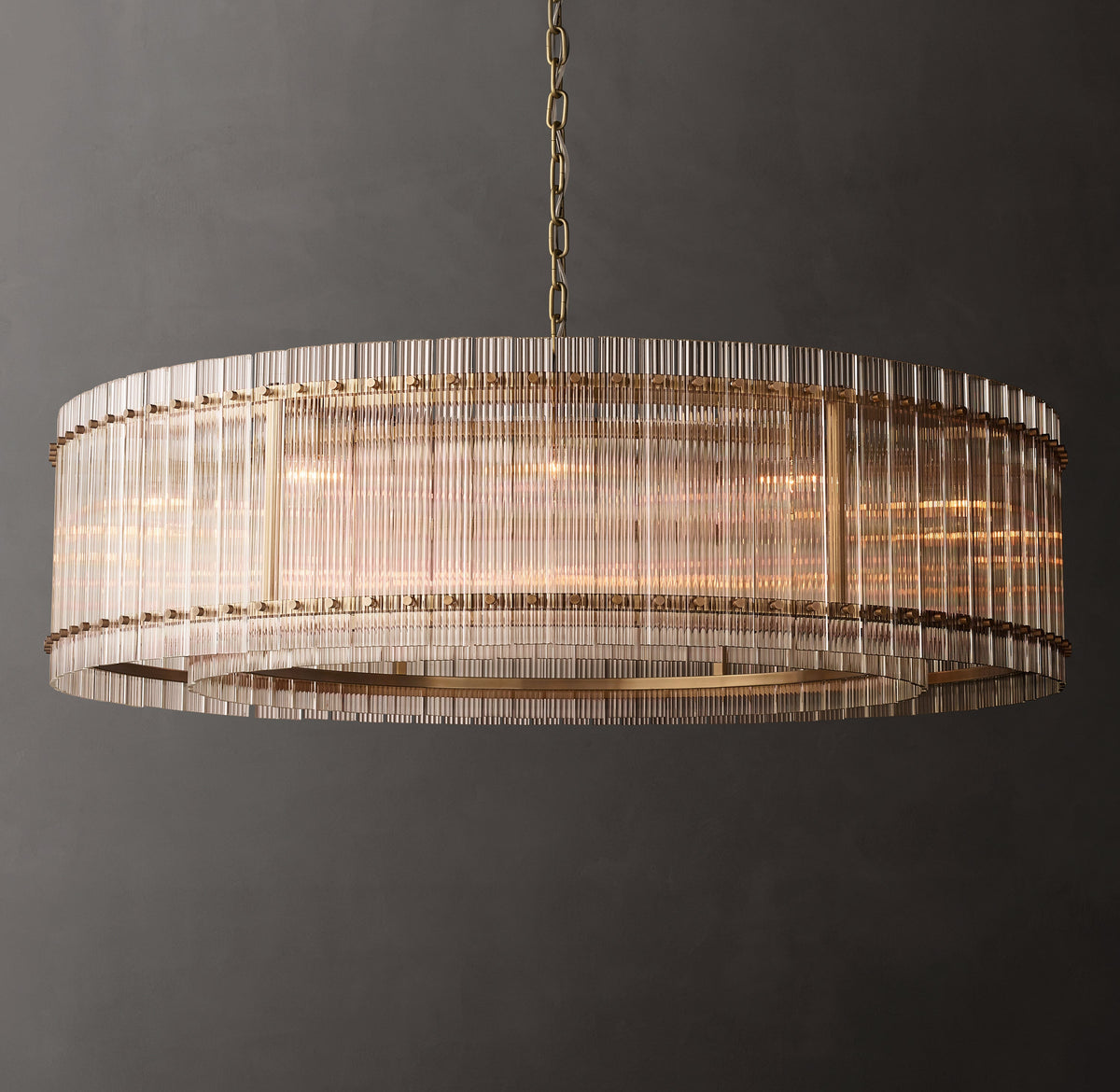 Sculptural San Marco Glass Round Chandelier – 60" Antiqued Brass — view 1
