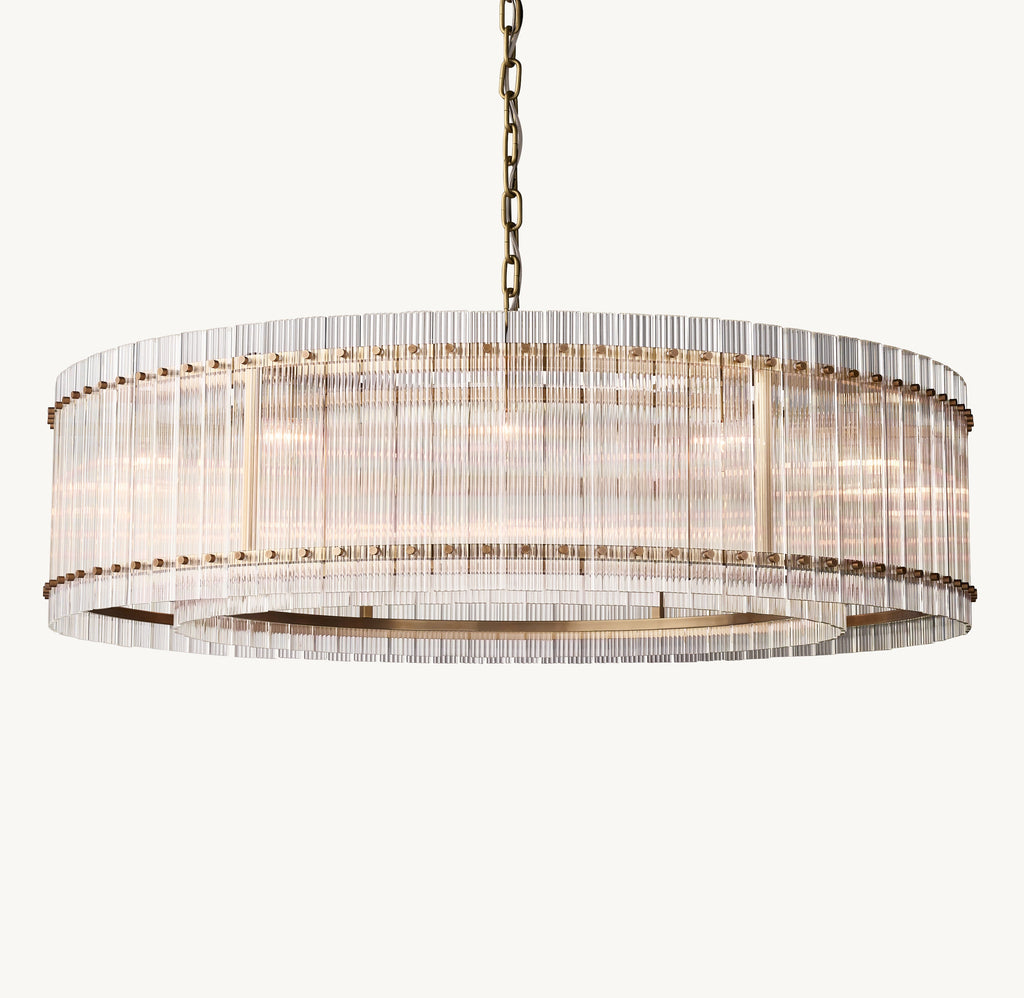 Sculptural San Marco Glass Round Chandelier – 60" Antiqued Brass — view 2