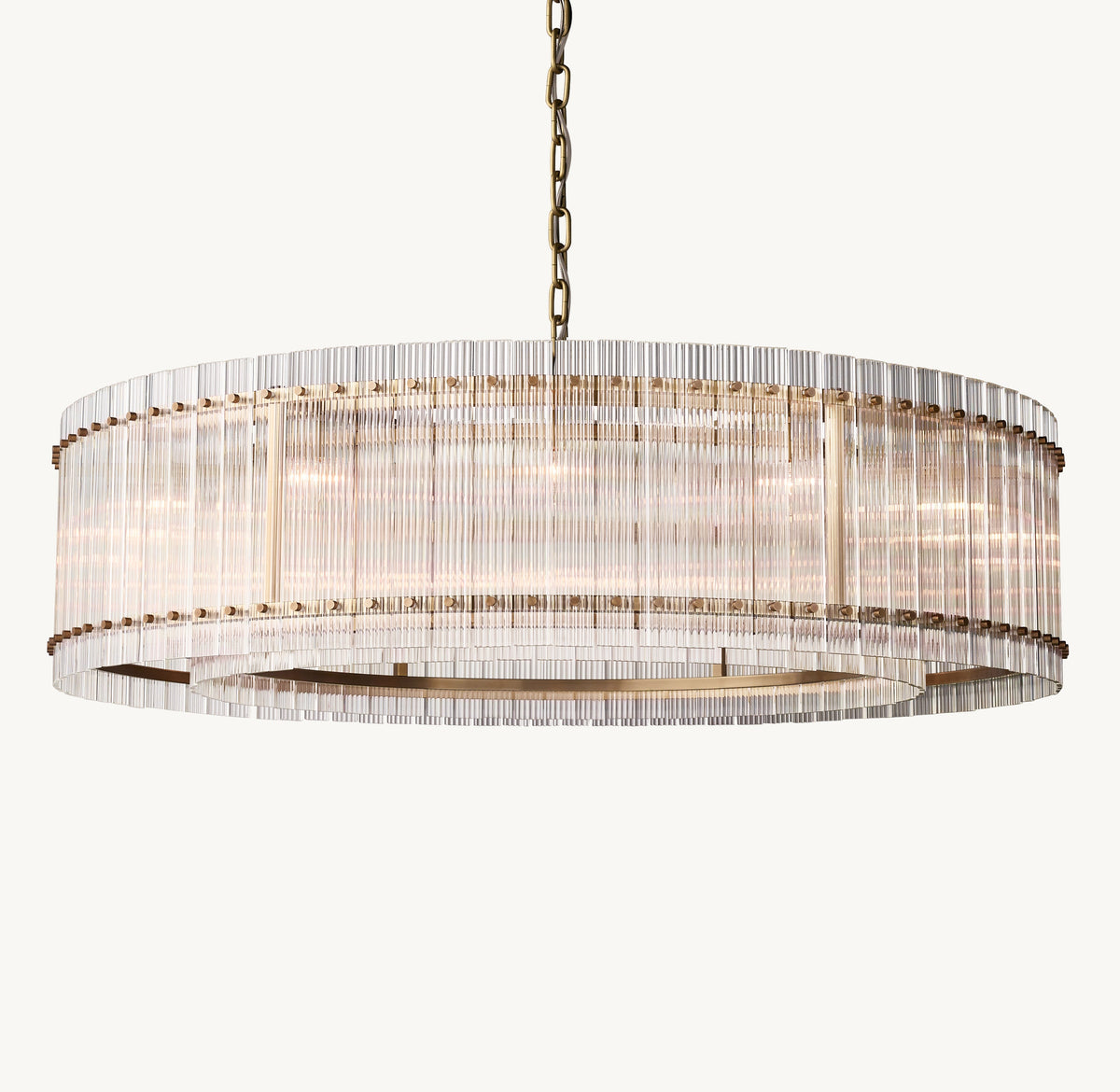 Sculptural San Marco Glass Round Chandelier – 60" Antiqued Brass — view 2