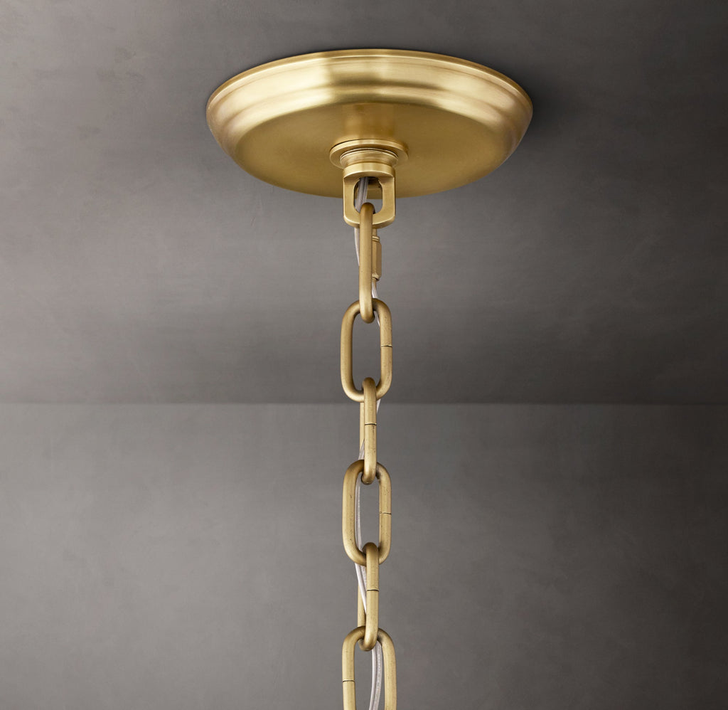 Sculptural San Marco Glass Round Chandelier – 60" Antiqued Brass — view 3