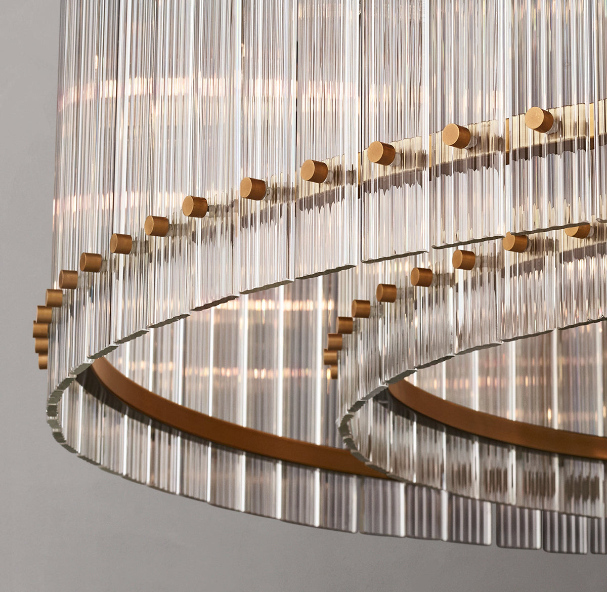 Sculptural San Marco Glass Round Chandelier – 60" Antiqued Brass — view 4